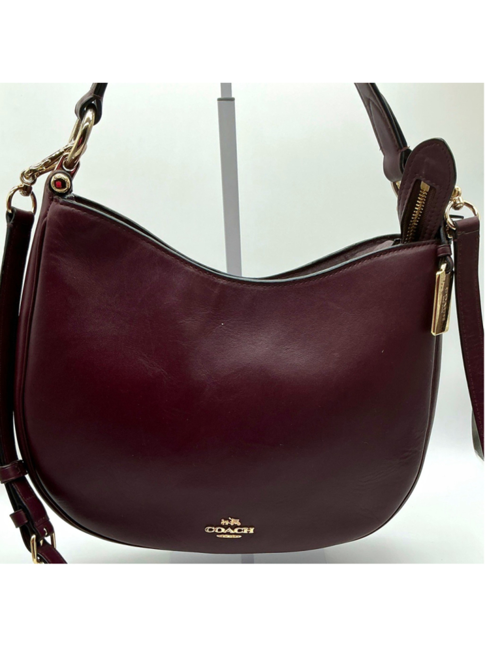 Coach 54446 Mae Nomad Crossbody Hobo Oxblood Glovetanned Leather Burgundy